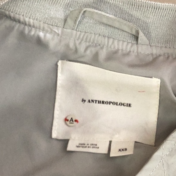 ANTHROPOLOGIE Spring Gray Runched Bomber Jacket Size XXS - Picture 9 of 10